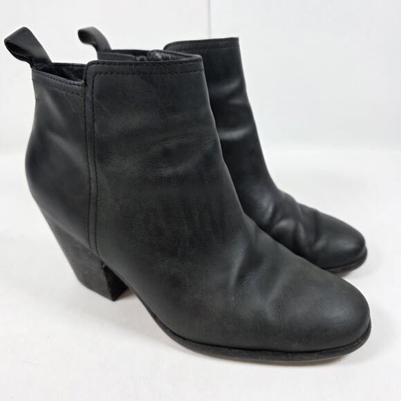 Cole Haan Womens Black Chesney Leather Zip Block Heel Ankle Booties Size 9 US - Picture 1 of 11